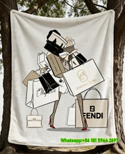 Fendi Shopping Bag Fashion Illustration Flannel Sofa Throw Blanket IMG_9394
